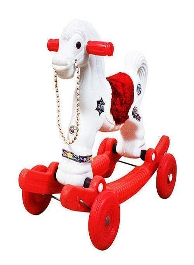 Maanit 2 in 1 Horse Rider for Kids 1-5 Years Old Interactive Birthday Gift for Kids (Red & White) - Image 2